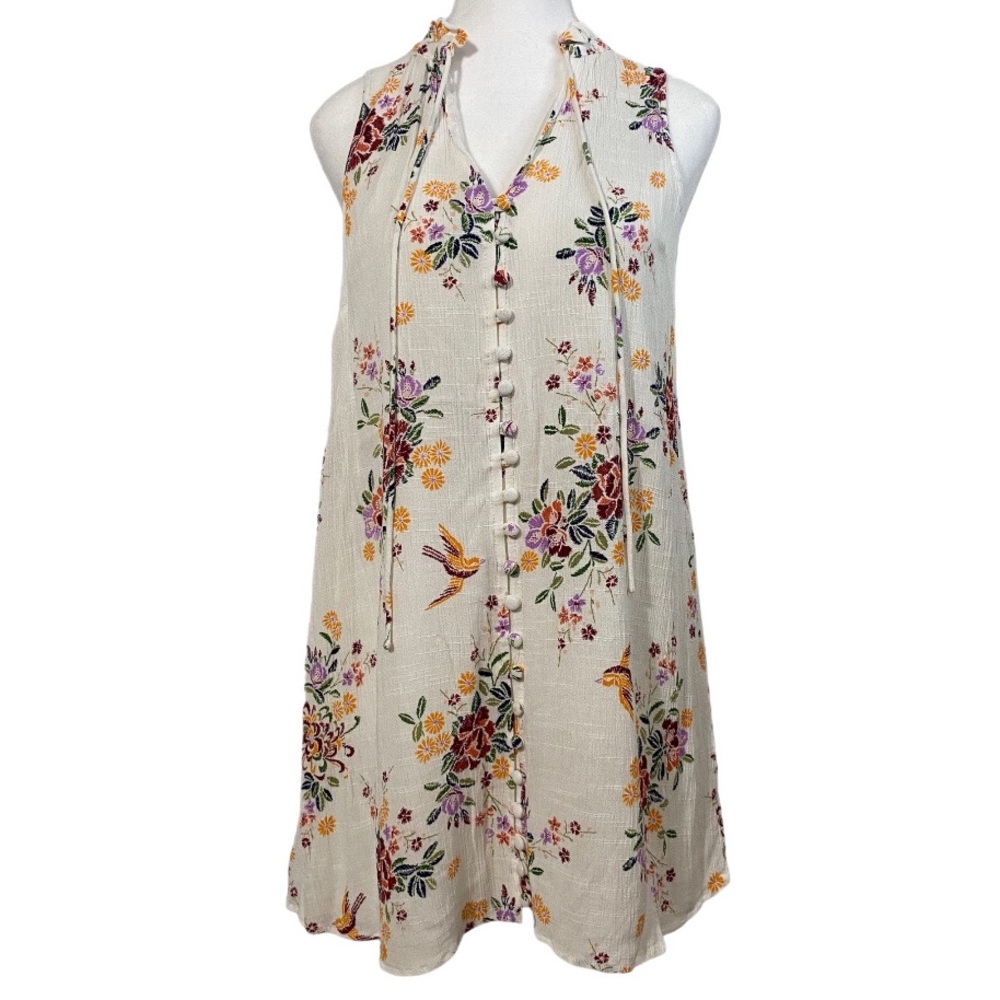 Her Entire Name Says Grace Floral White Button Down Tunic Size S